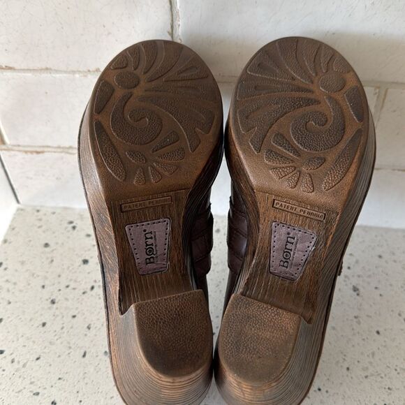 Born Haddon Taupe Leather Slip On Clog Casual Shoes Block Heel Platform Size 6.5 - Picture 8 of 12